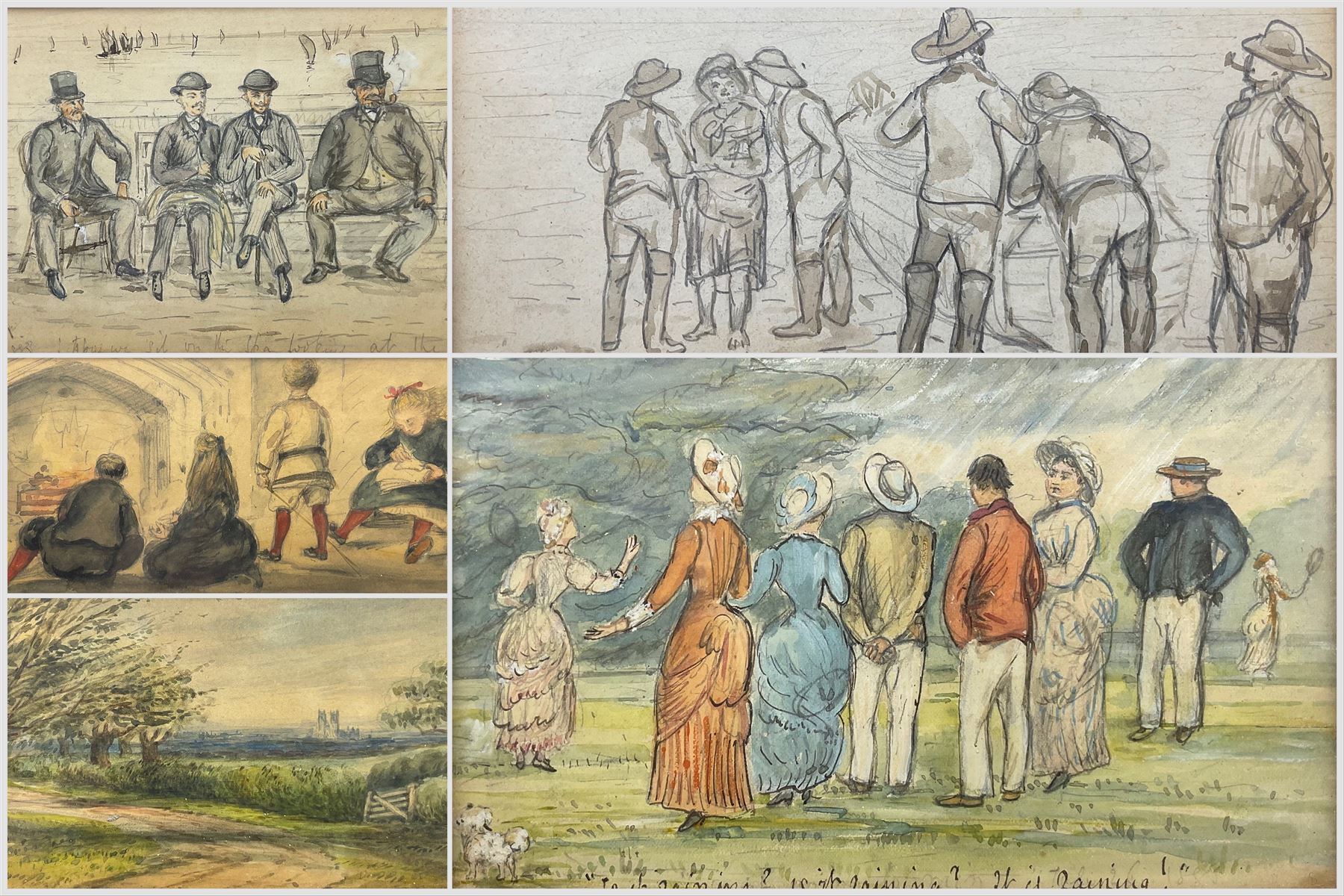 Attrib. Sarah Adelaide Hudson (neé Brereton) (British 19th Century): Scenes from Victorian Yorkshire, collection of watercolours and artists notebooks dating from c1870, including scenes from Longcroft Hall near Beverley - The Family Home (boxed) (approx. 24) 
Notes: Sarah was the sister of artist Caroline Brereton (British 1827-1882).