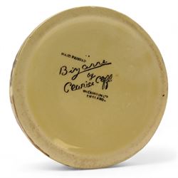 Clarice Cliff Bizarre for Wilkinson Ltd, small beehive honey pot with cover, in Rhodanthe pattern, with printed mark beneath, H7cm