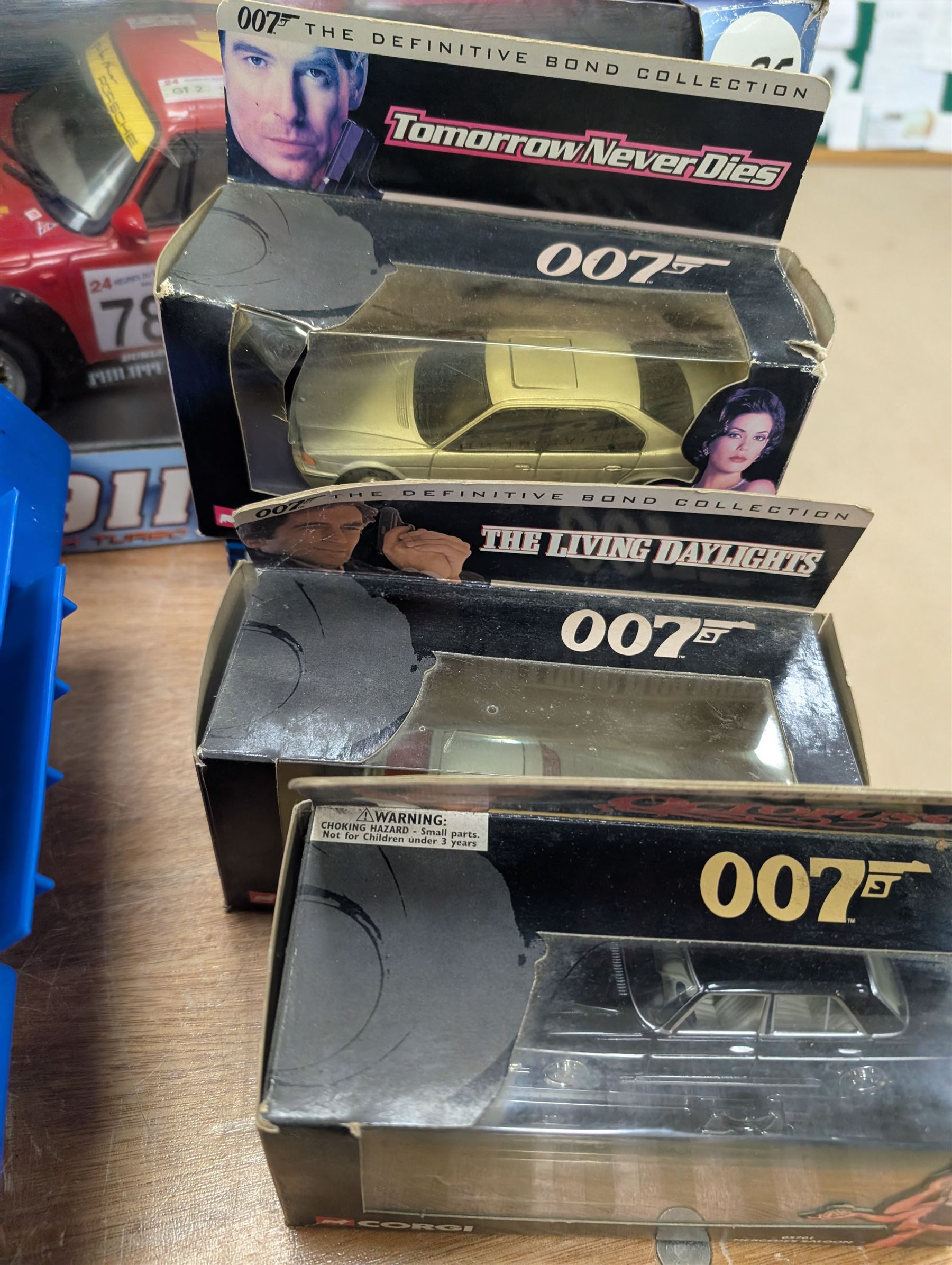 Radio Control Porsche 911 GT2, boxed, Joyride The Fast and The Furious 1:18 scale diecast model, Corgi James Bond vehicles, and a large collection of loose diecast cars, including Matchbox examples