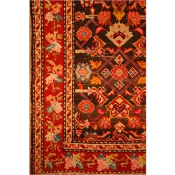  Persian runner rug, decorated with Herati motif, red border, 384cm x 110cm  