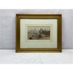 Paul Marny (French/British 1829-1914): Continental Town Waterside, watercolour signed 13cm x 22.5cm