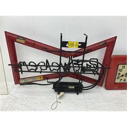 Electric neon Budweiser advertising sign, together with a Foster's example etc