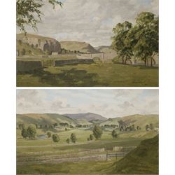 Claude Horsfall (British 1907-2003): 'Wharfedale from Dead Man's Hill' & 'Conistone Bridge and Kilnsey Crag', pair oils on board signed, original title labels verso 36cm x 59cm (2)