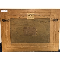  Patrick William Adam RSA (Scottish 1854-1929): The Bass Rock  'A Nor-Easter North Berwick', watercolour signed and dated 1888, titled and inscribed on label verso 25cm x 37cm  
Provenance: private collection; with Doig Wilson & Wheatley, George St. Edinburgh; gifted to Mr& Mrs Esson by Mr & Mrs Adam, April 1903, inscribed verso