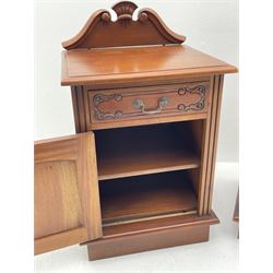 Pair Victorian style mahogany bedside cabinets, fitted with drawer and cupboard