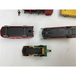 Dinky - eight unboxed and playworn/repainted commercial vehicles including Foden flatbed lorry, Bedford Articulated lorry, Leyland Comet Ferrocrete lorry, Guy Spratts panel van, Fire Engine, Jones Fleetmaster, Commer breakdown truck etc (8)