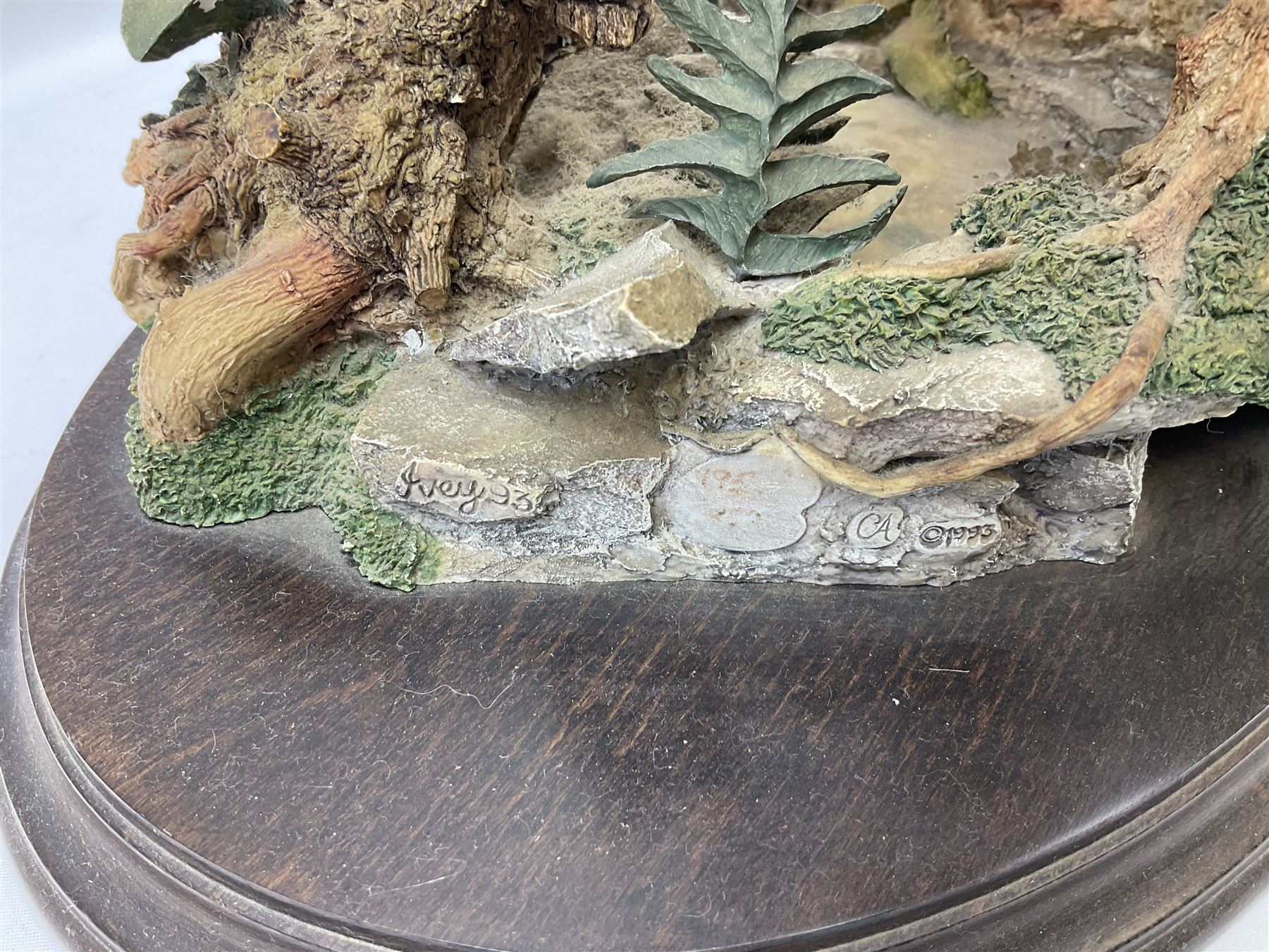 Country Artists figure of a peregrine falcon ' Lord of the Skies ' by David Ivey, limited edition, H44cm, together with two Sherratt and Simpson figures, both of peregrine falcons perched on branches. 