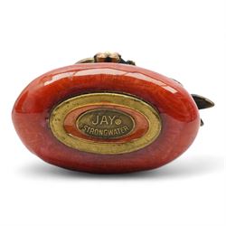 Jay Strongwater - 'Two Peas in a Pod' enamel trinket box, L11.5cm, frog brooch and small trinket box, decorated with a fly and trailing leaves, all set with Swarovski crystals (3)