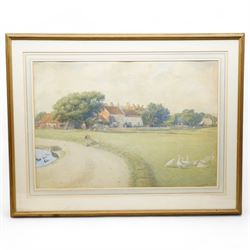 Frederick Hamilton Jackson (British 1848-1923): Couple on the Village Green, watercolour signed and dated 1889 44cm x 64cm