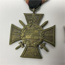 WWI Imperial German Hanseatic Cross for Hamburg; and Marine Corps 1914-18 Cross with four clasps for Durchbruchsschlacht, Ypern, Yser and Antwerpen; both with ribbons (2)
