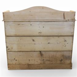 20th century pine chest of drawers, shaped galleried top, above two short over two long drawers, raised on bracket feet