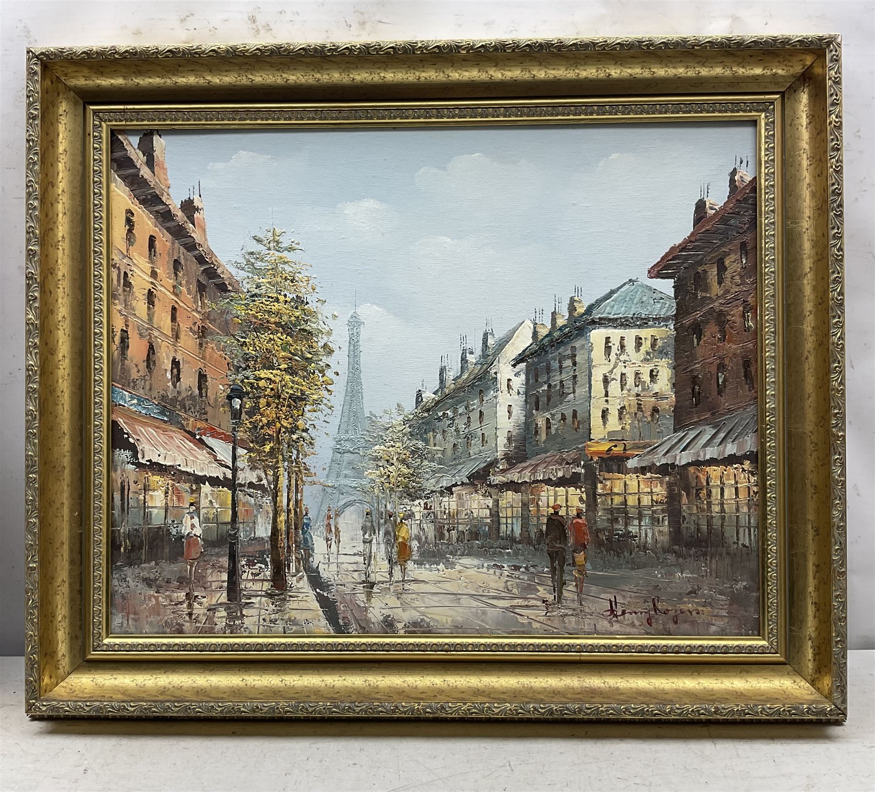 French School (Late 20th Century): Parisian Views, pair oils on canvas signed 'Burnett' and 'Henry Rogers' respectively 39cm x 49cm (2)