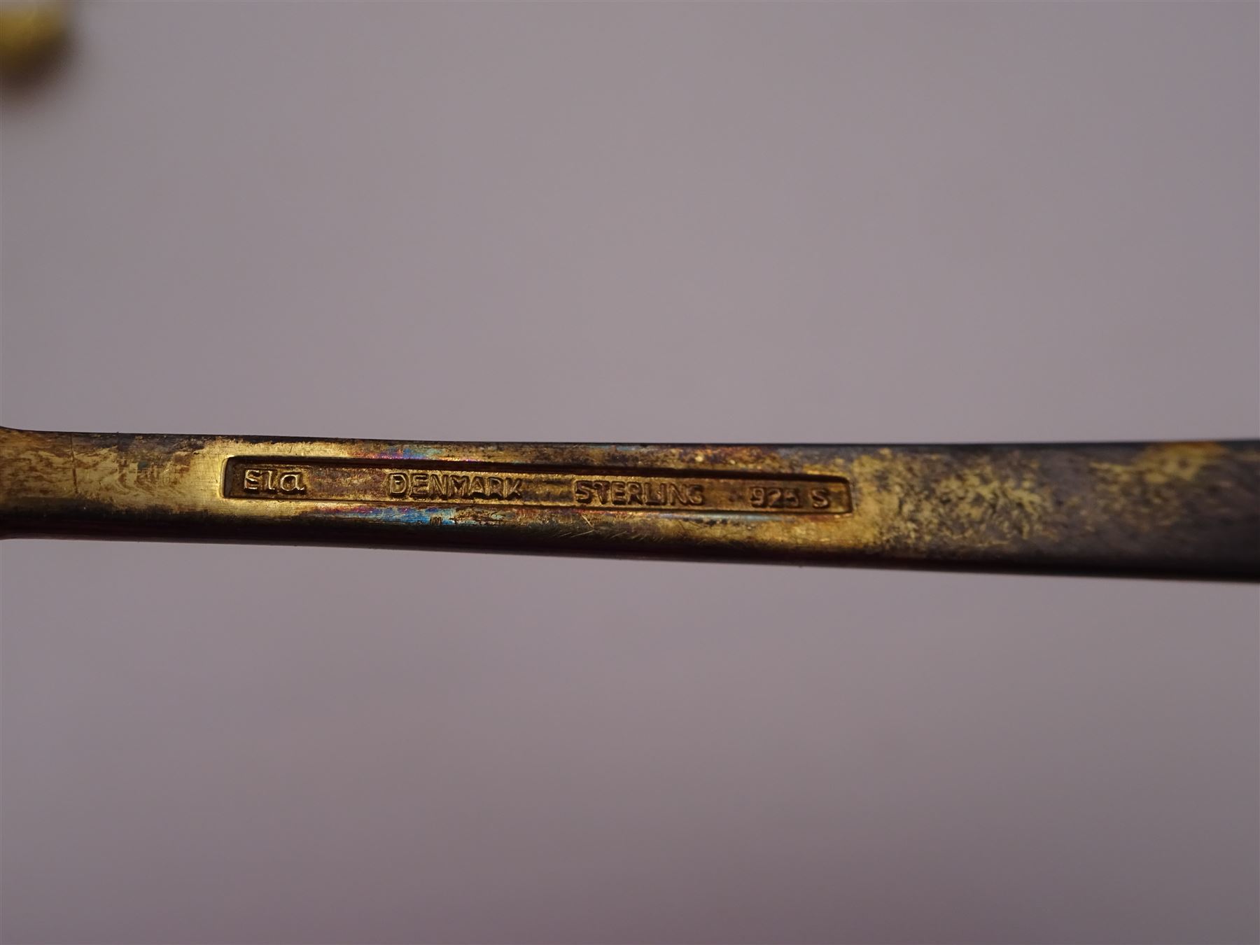 Set of six Danish silver-gilt blue enamel demitasse spoons with crown finials and together with an individually boxed example, all by Egon Lauridsen, stamped ELA Denmark Sterling 925S, both in fitted cases