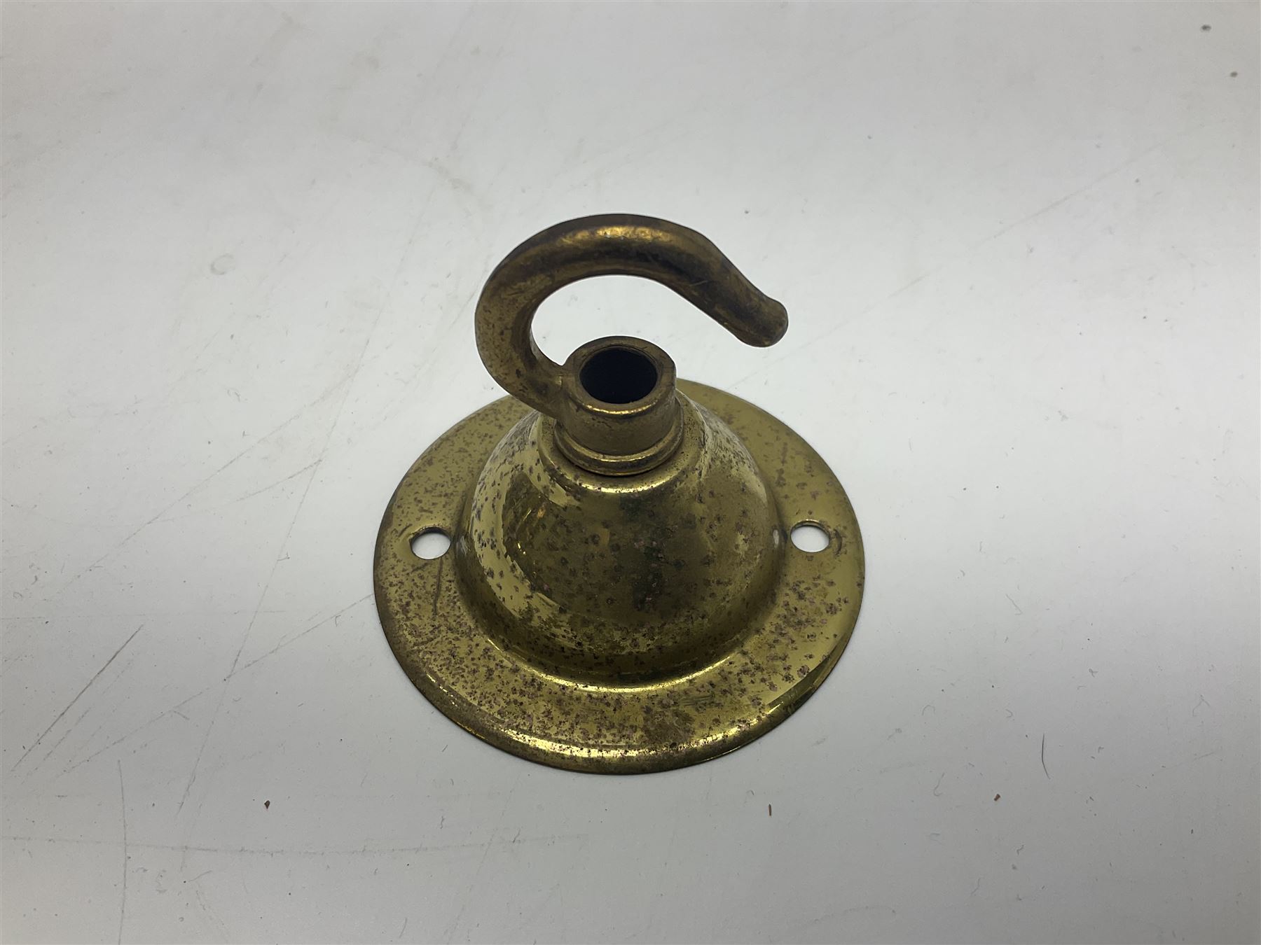 Edwardian floral cast gilt brass hall lantern of tapered pentagonal form, the five glass panels with etched decoration, overall approx L36cm excl chain