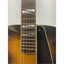 Clifford Essex Paragon De Luxe handmade acoustic guitar c1936 with tobacco sunburst finish and original machines; serial no.501 with original guarantee card L108.5cm; in original case