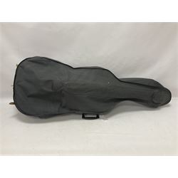 3/4 size student cello manufactured in Czechoslovakia, with bow and soft case, back length 69cm, total length 114cm