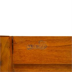 Colombo Mobili - Italian walnut and floral marquetry bombé commode chest, rectangular top with canted eared corners inlaid with urn motif and trailing scrolling foliage, fitted with three long graduating drawers with gilt metal handles, profusely inlaid with scrolling acanthus leaves interspersed with urns and cartouches, on large carved ball-and-claw feet