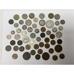 United States of America coinage, including 1848, 1849, 1853 one cent coins, 1876 quarter dollar, 1894 quarter dollar, various silver one dimes, 1944 Liberty half dollar etc