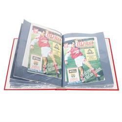 Comprehensive collection of approximately one-hundred and seventy Scarborough FC football programmes for the 1993/94, 1994/95 and 1995/96 seasons, all filed within six dedicated Scarborough FC red Home and Away binders