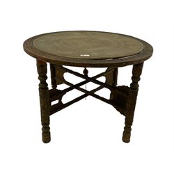 Eastern hardwood circular table with copper top