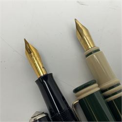 Ten fountain pens, to include Conway Stewart Dinkie 550 marbleised pen with 14ct gold nib, Conway Stewart Shorthand with 14ct gold nib, boxed, Marksman, Parket etc 