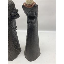 Leonard Stockley; two studio pottery figures modelled as a king and queen, both signed beneath,  H35cm