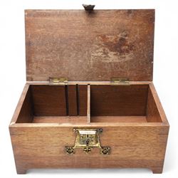 Late 19th/ early 20th century gothic brass bound box L27cm, early to mid 20th century African oil on board, possibly Republic of the Congo, indistinctly signed, together with a watercolour of Rome by Lucy Rice, signed (3)