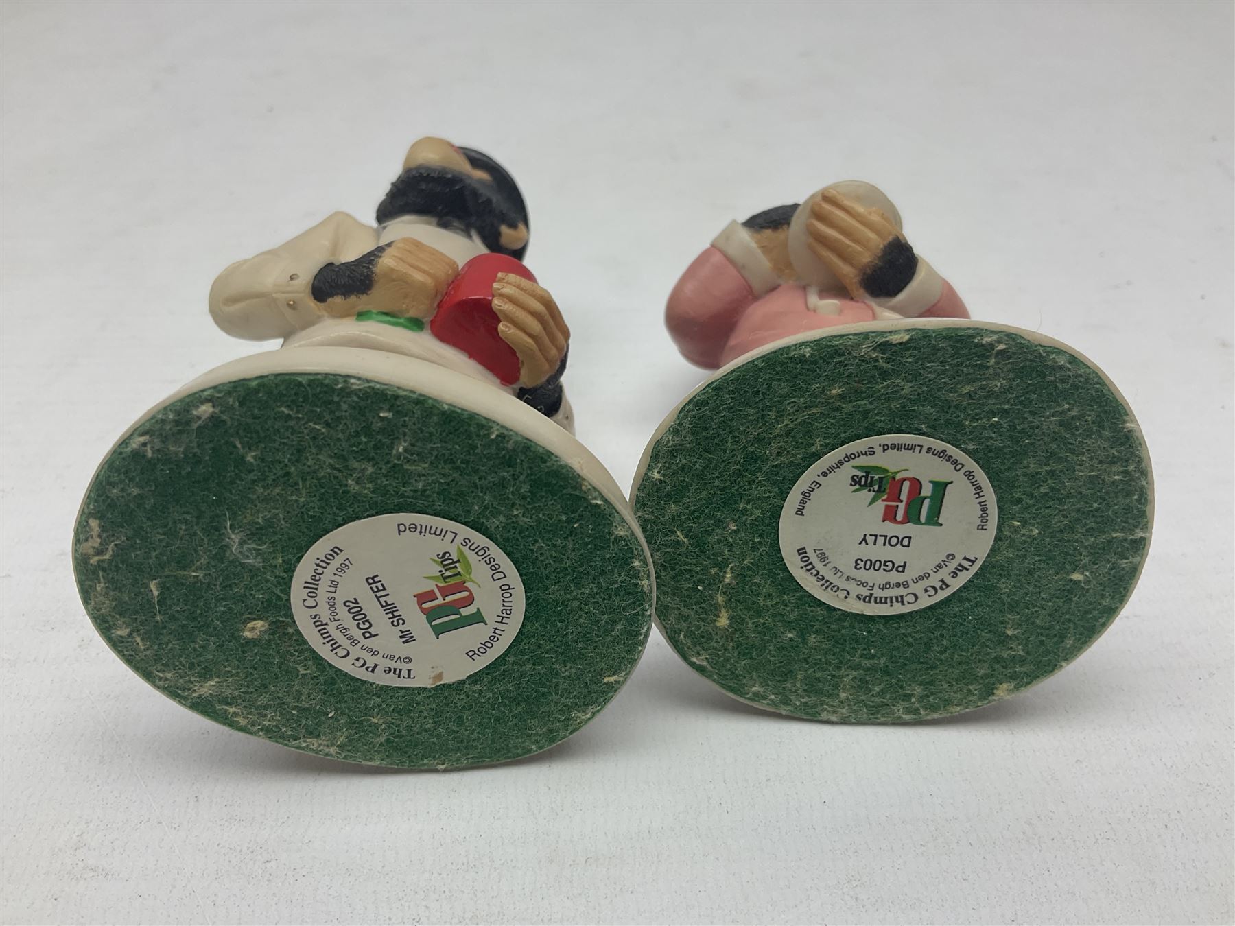 Collection of ten Robert Harrop figures of chimps from The PG Tips Collection, comprising Mr Shifter, Charlie Mr Bodgit, P.C. Gotcha, Arfa T.Leaf, Kevin Tipps, Ada, S.Bend, Dolly and Charlie