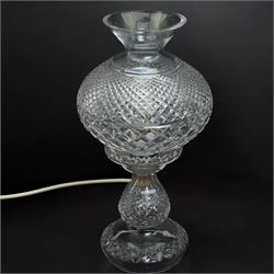 Waterford glass table lamp of baluster form with dome shade and hobnail cut decoration H36cm