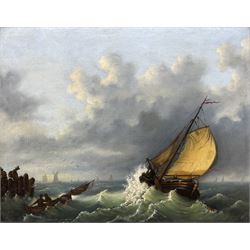 Dutch School (Early 20th century): Shipping off the Jetty, oil on canvas unsigned 23cm x 29cm 