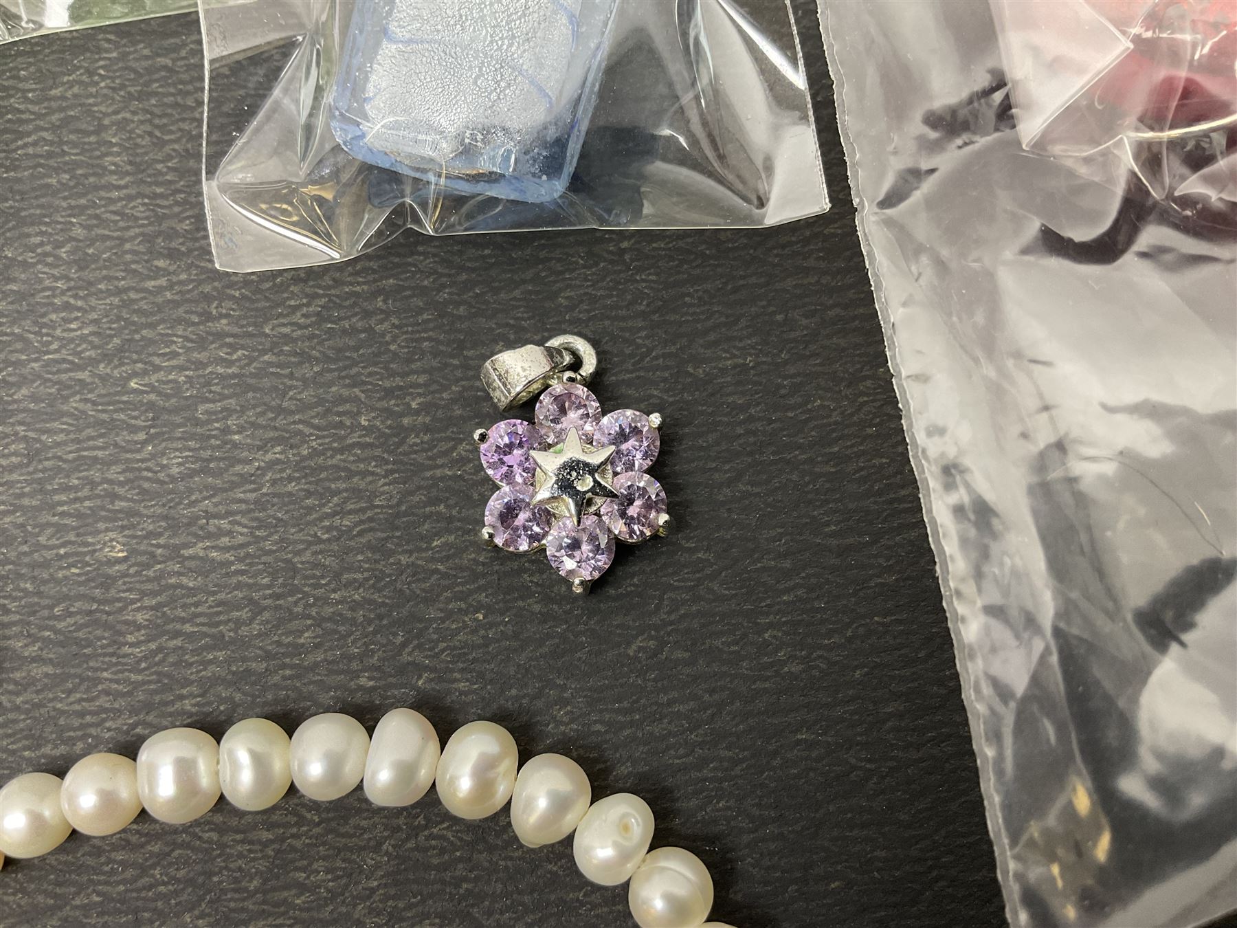 Ola Gorie silver spiral design necklace, hallmarked, together with a collection of beaded silver jewellery 