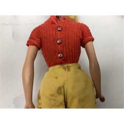 1950s fashion doll reputedly used for advertising children's wellingtons in a shoe shop window H30cm; and two soft toys (3)