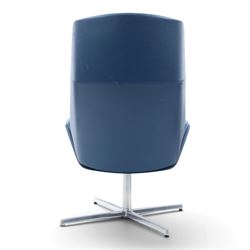 Boss Inc Ltd - 'Kruze' blue leather swivel chair, angular panelled seat and armrests, raised on a four point chrome base