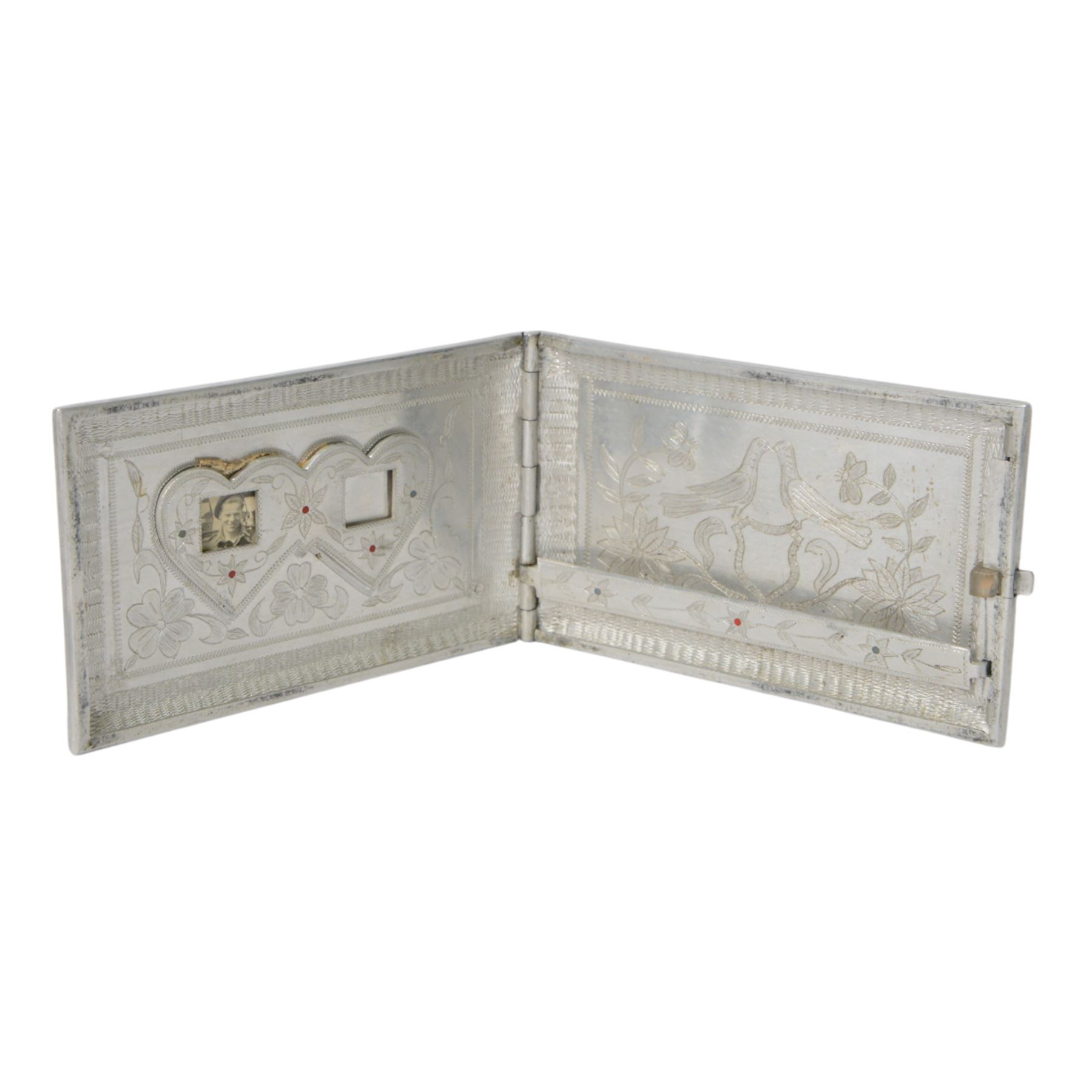 Two WWII North African campaign Prisoner-of-War-work cigarette cases, made with materials salvaged from aircraft wrecks, L13cm 