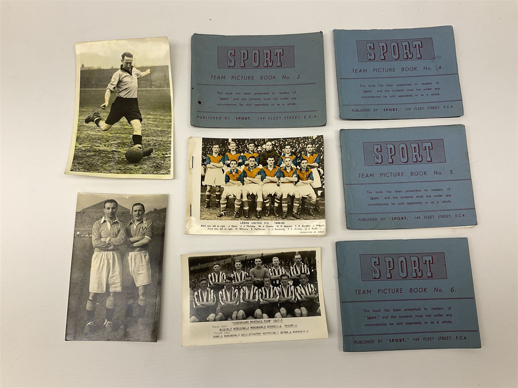 Football - five (ex.6) 'Sport Team Picture Books' published in 1949 by Sport magazine, each book containing six football team picture cards including Spurs, Everton, Leeds, Man City, Hull etc; other footballing ephemera including two books; quantity of photographs of film stars, cigarette cards etc