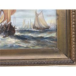 Brian Mays (British 1938-2005): Dutch Shipping off the Coast, oil on canvas indistinctly signed 24.5cm 49.5cm 
Provenance: direct from the family of the artist.