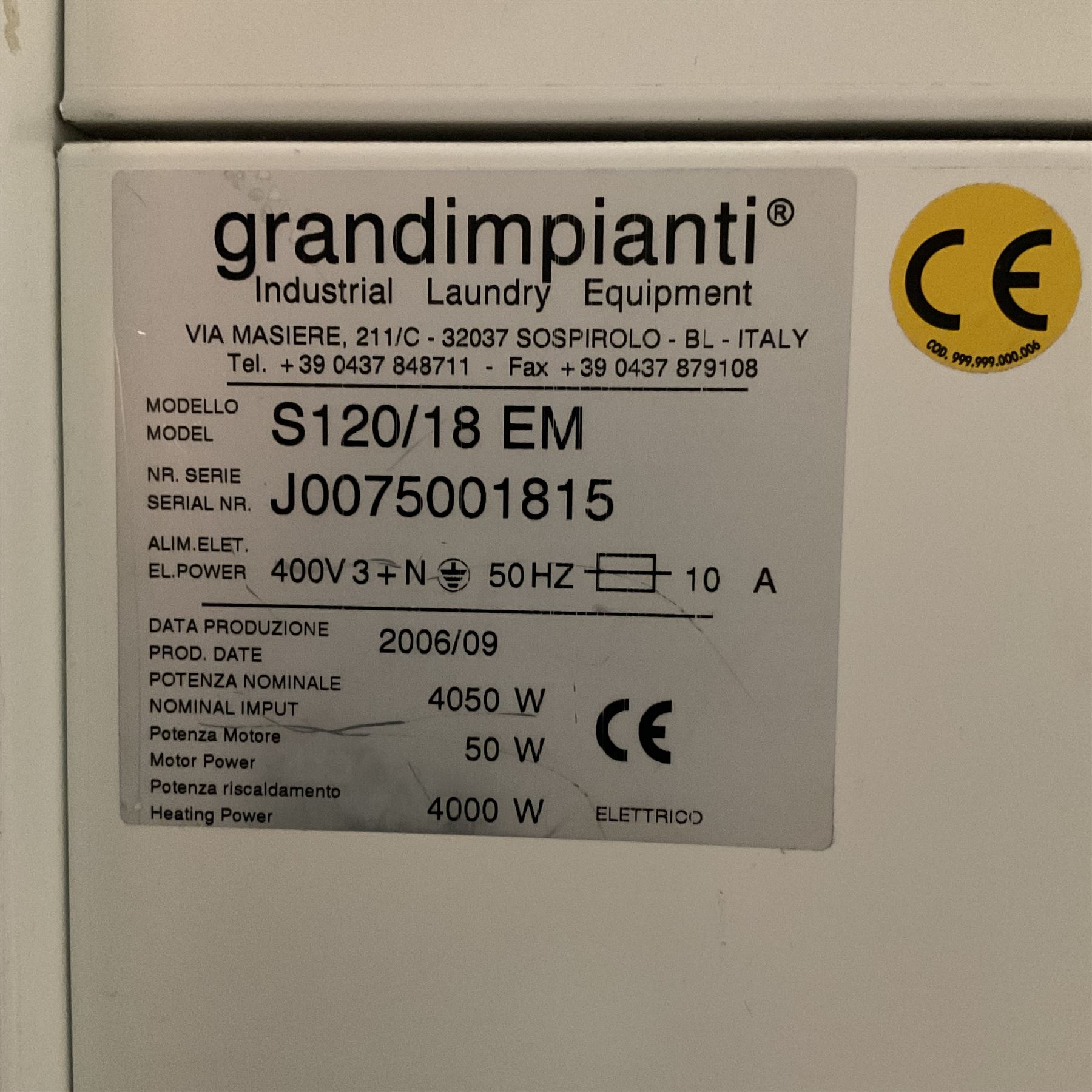 Grandimpianti S120/18EM commercial rotary iron