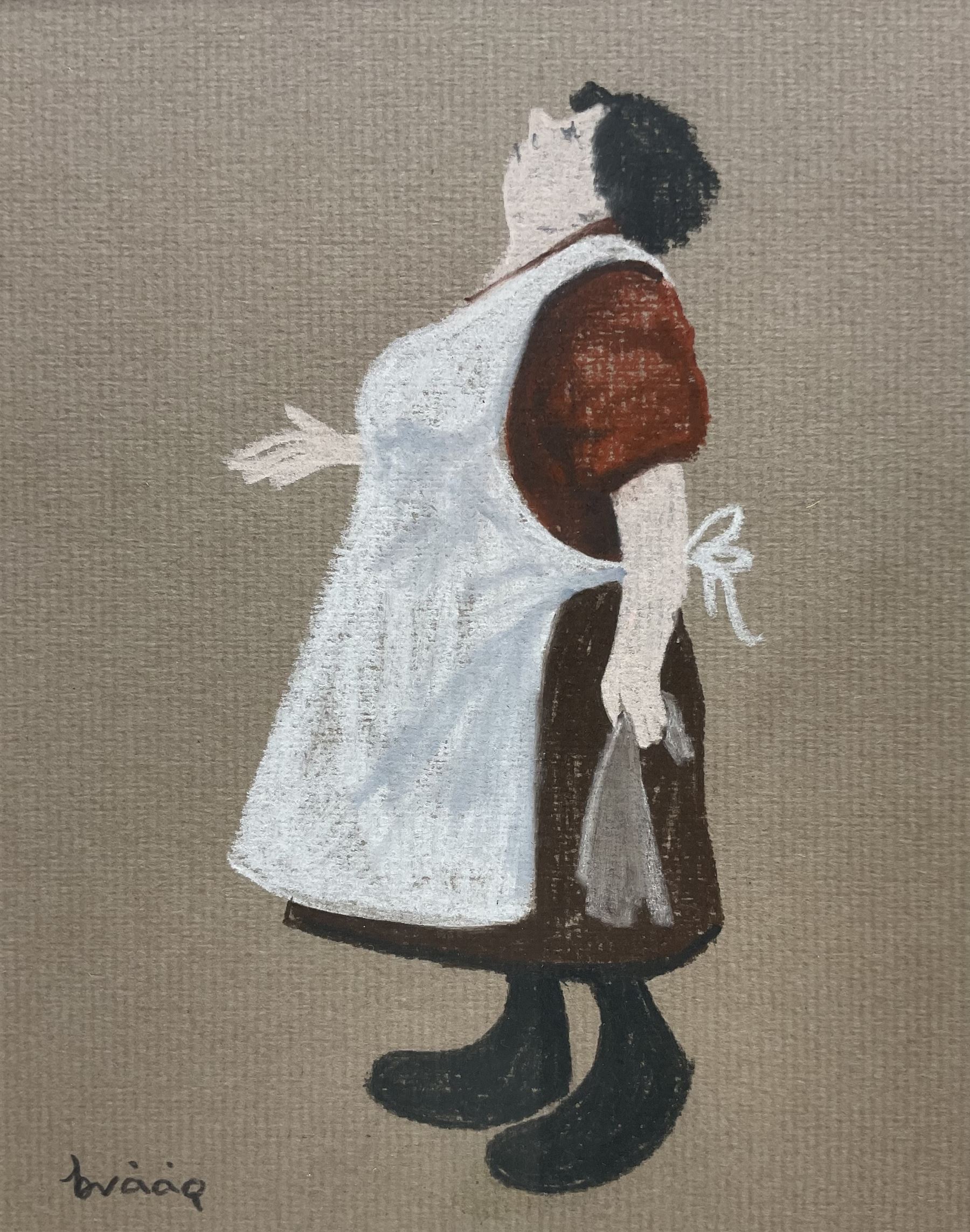 Brian Shields 'Braaq' (Northern British 1951-1997): The Artist's Family - Mother, Father, Self Portrait, and his sister Ann, set of four pastels signed 15cm x 12cm (4)
