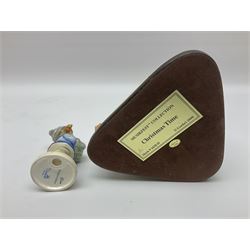 Eight Christmas Hummel figures by Goebel, to include Wintertime Chapel candle holder, Winter Fun, Christmas Morning, Christmas Time and Gingerbread Lane, tallest H21cm