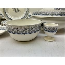 Wedgwood Persephone pattern part dinner service, designed by Eric Ravilious, to include two covered tureens, five dinner plates, five dessert plates etc (19)