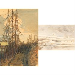 Bryan Whitmore (British 1836-1903): Snow over Whitby, watercolour signed 18.5cm x 26cm; R Smeltzer (British 19th/20th Century): 'West Ayton' Woods, watercolour unsigned, inscribed verso and dated 1924, 33cm x 22cm (2)