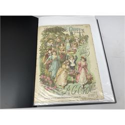 Albums of Victorian and later sheet music covers relating to flowers to include The Rose Queen, Waltz of the Wild Flowers, Those blooming roses, Songs of the Season and many others