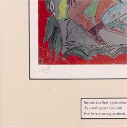 Edward Harris Wolfe (South African 1897-1982): 'Song of Songs', set of twelve limited edition lithographs on silvered paper each signed and numbered 228/250 in pencil, 36cm x 26cm, in matching frames (12)