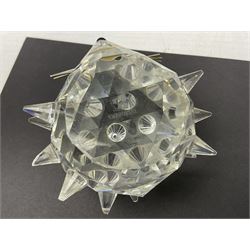 FM Ronneby Sweden large bear paperweight, together two glass penguins, one signed, small Hadeland bear and other glass animals. FM bear H9cm 