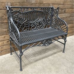 Richard Bawden (1936-2024); - Cat design painted cast iron garden bench