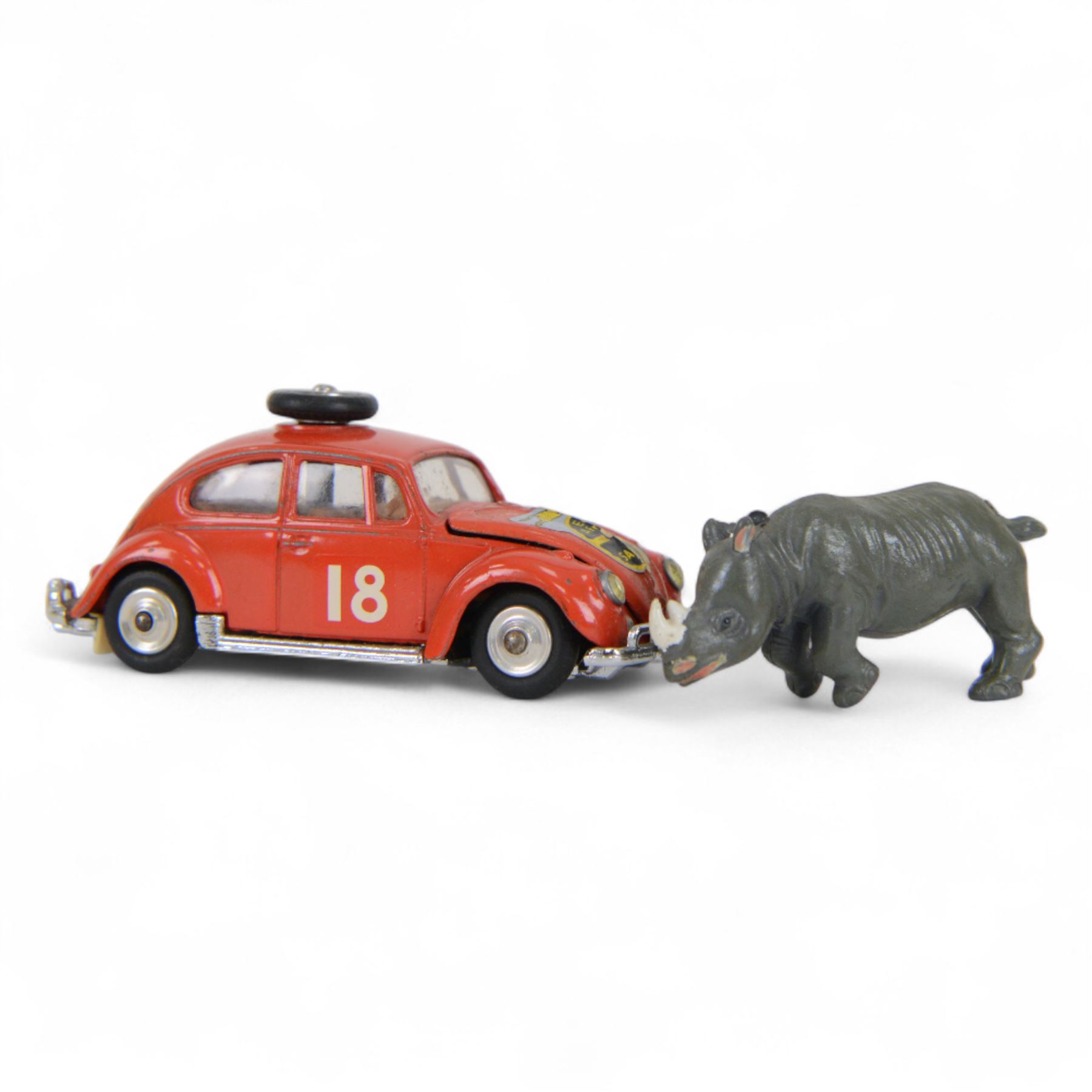 Corgi no. 256 Volkswagen 1200 in East African Safari Trim, boxed with rhinoceros figure and inner display