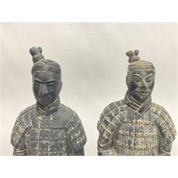 Pair of Chinese 'Terracotta Warrior', modelled as soldiers, H38cm