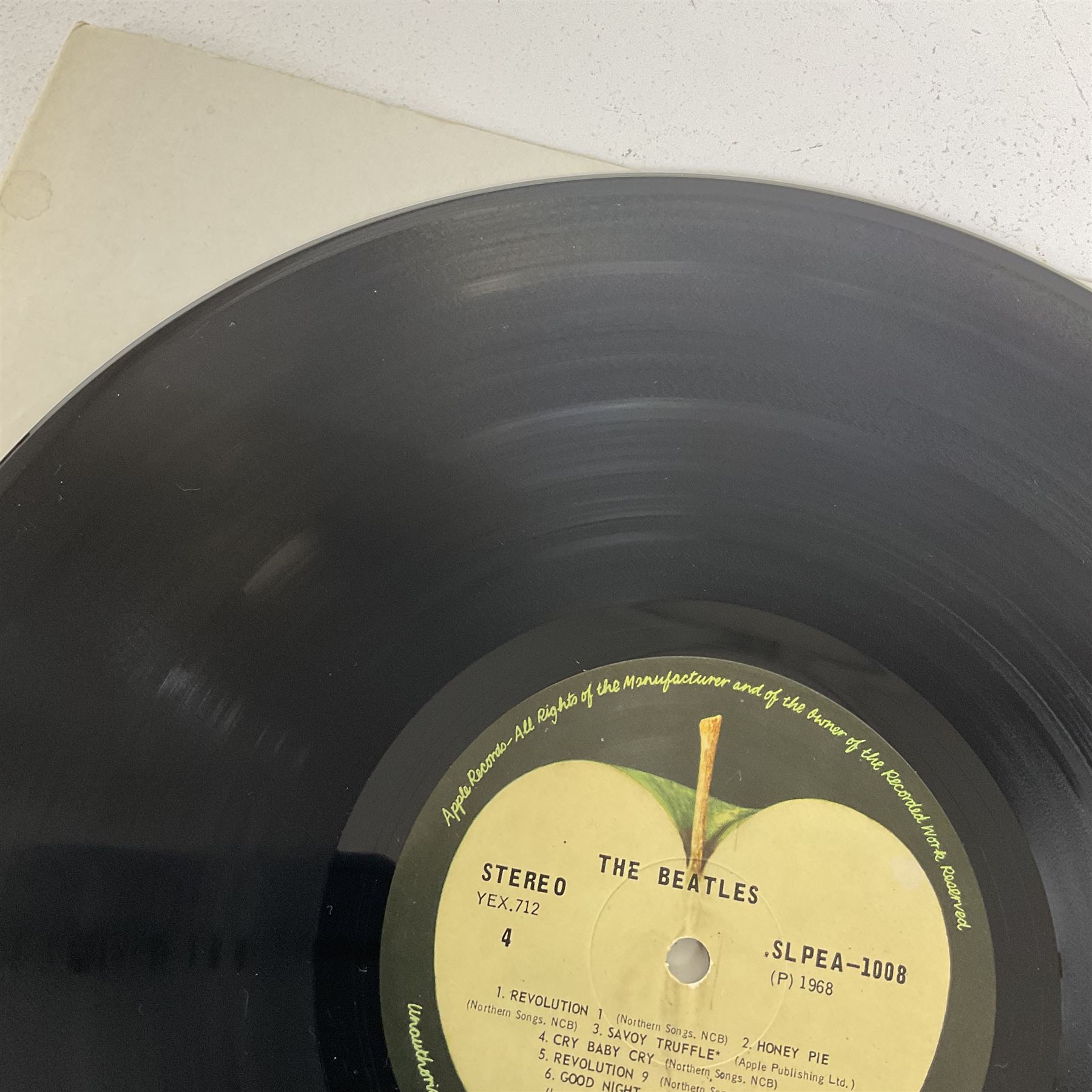 The Beatles White album vinyl record, with side opening gatefold sleeve, Apple Records, Stereo, SLPEA-1007 and 1008, YEX 710, 711 and 712