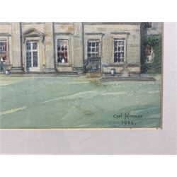 Carl Herman (Scarborough 1887-1955): Hackness Hall, watercolour signed and dated 1946, 30cm x 39cm