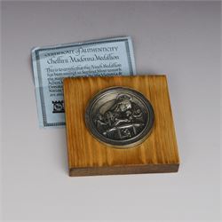 Limited edition silver medallion modelled after the Chellini Madonna bronze by The Pobjoy ...